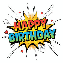 Obraz premium Happy Birthday comic-style graphic