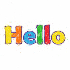 Playful colorful hello hand-drawn letters