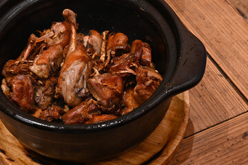 Ginger duck stew in clay pot - Chinese cuisine