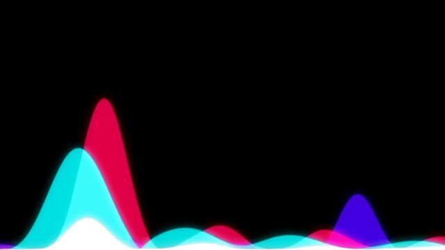 Dynamic and colorful representation of a sound wave, captured in vibrant hues of blue, purple, and red 3d animation 