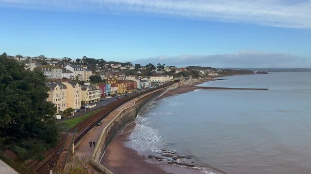 Aerial view of Dawlish Warren Devon South coast and holiday vacation area UK 4K