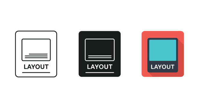 Layout design icon outline glyph flat style document formatting structure web page user interface vector sign
