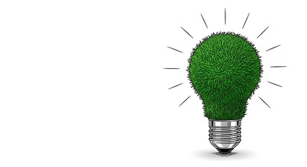 Concept of green energy idea represented by a light bulb made of grass