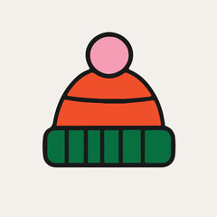 Christmas object beanie vector illustration. Hand drawn simple graphic elements