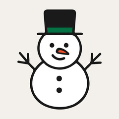 Christmas object snowman vector illustration. Hand drawn simple graphic elements