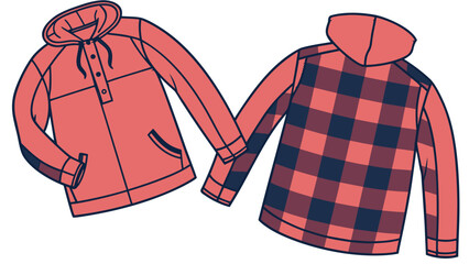 vector illustration of a pair of red and white shirts