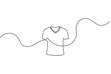 Obraz premium Continuous line art drawing of a v-neck t-shirt apparel vector