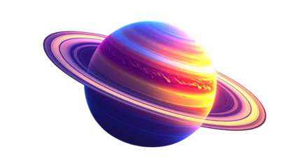  Astronomy Graphic of a Striped Planet and Orbit Moons PNG