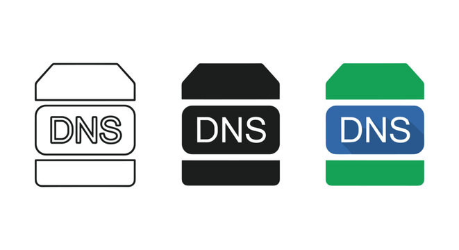 Dns server icons in different colors and styles