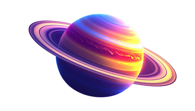  Astronomy Graphic of a Striped Planet and Orbit Moons PNG - Powered by Adobe