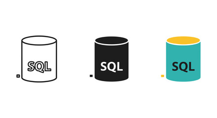Sql database icons in different styles and colors