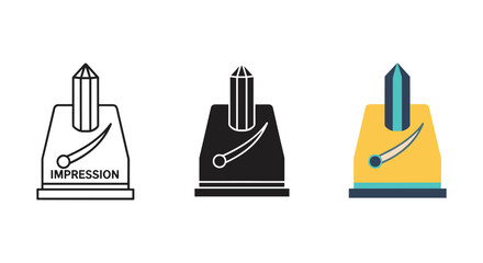 Three variations of nail impression icon in different colors