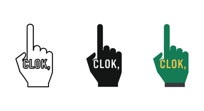 Clok hand gesture icons in various colors and styles