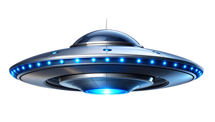 PNG Futuristic Silver UFO Saucer with Blue Light Beam &ndash; Transparent Background Futuristic Silver UFO Saucer with Blue Light Beam &ndash; Transparent Background