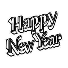 Happy New Year celebration with a festive design featuring bold lettering and decorative elements