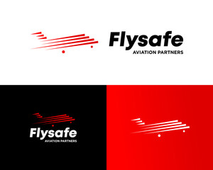 Obraz premium Flysafe Aviation Partners Logo with Stylized Airplane Icon