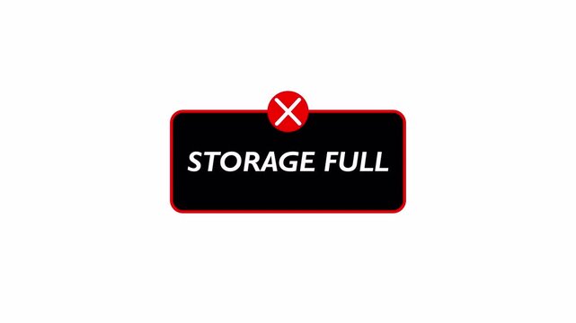  ALERT notification popup animation 'storage full' animation with a transparent background in 4K animation with alpha channel
