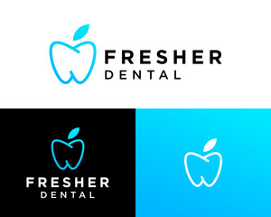 Modern Dental Clinic Logo featuring Apple and Tooth Symbol