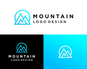 Modern Line Art Mountain Logo Design Concept