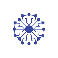 Symmetrical network logo showing the relationship of a point with other points