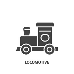 Toy locomotive glyph icon. Train sign. Vector illustration.