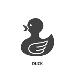 Duck glyph icon. Baby toy vector sign. Vector illustration.