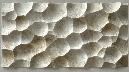 Textured stone panel with irregular, convex shapes. Light neutral colors and shadowing