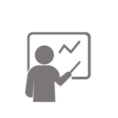 ビジネスプレゼンテーションを行うシンプルなアイコン(グレー)