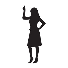 silhouette of a woman pointing something