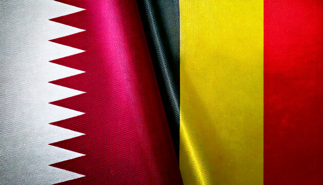 ベルギーの国旗とカタールの国旗(Belgium flag & Qatar flag.)
