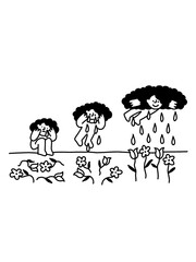 Fototapeta premium Emotional growth cycle: Crying to rain and blossoming