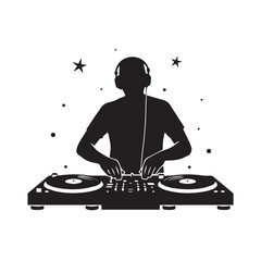 DJ Mixing Music Silhouette