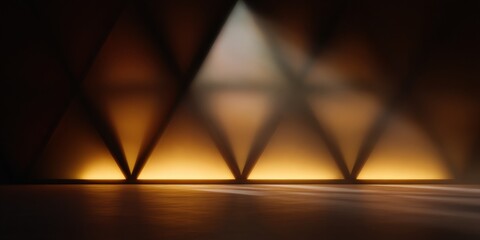 Geometric shadow play on illuminated triangular wall design with soft light