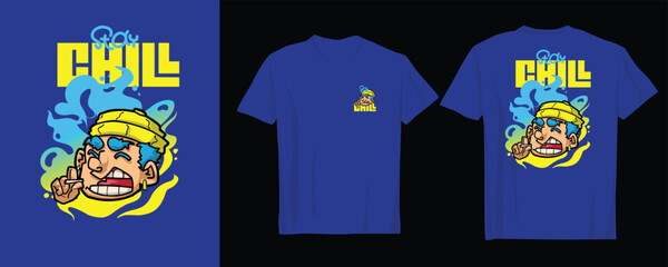 Streetwear Cartoon Character Stay Chill Vector Art