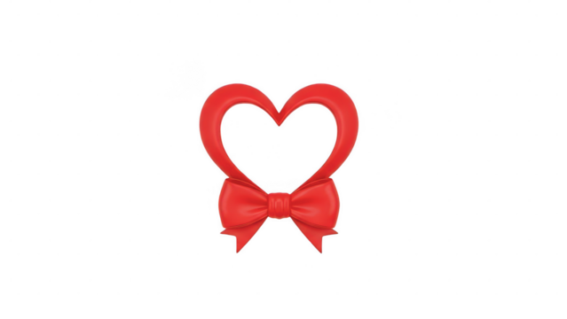 Red heart shaped bow tie isolated on transparent background - Powered by Adobe