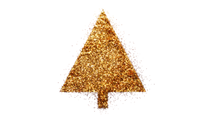 A sparkling, golden Christmas tree shape on a black background, suggesting festive cheer