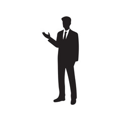 silhouette of a businessman pointing at something