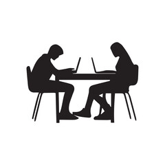 silhouette of a woman and a man sitting on a chair
