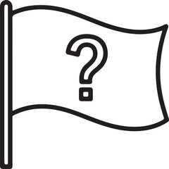 Mystery Flag Icon with Question Mark &ndash; Black and White Vector Symbol for Inquiry, Placeholder, or Unknown Concept