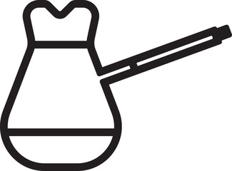 Illustration of a traditional long-handled coffee pot, perfect for Turkish or Greek coffee themes in cafe branding and editorial use.