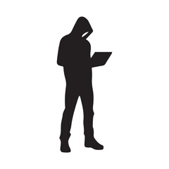 silhouette of a man with laptop