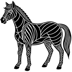 Stylized zebra horse silhouette with geometric patterns