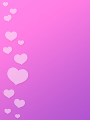 Flying pink hearts on sweet background. Illustration image for Love card or Valentine's Day concept.