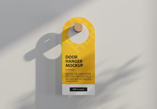Door Hanger Mockup on a wooden pin