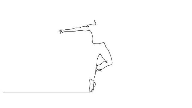 Self drawing of continuous line draw Ballerina in ballet motion dance style, Minimalism single line concept, Full length one line 4k animation video.