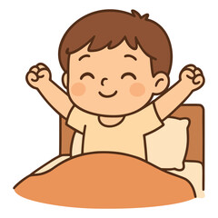 Happy Morning Wake Up Illustration in Cozy Soft Style