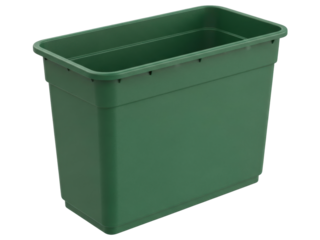 Isolated Green Plastic Rectangle Planter Ready for Flowers Plants and Soil for Balconies