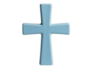 Obraz premium Isolated pale blue Christian cross, religious symbol of faith, hope and salvation emblem
