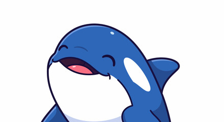 Fototapeta premium Cute cartoon killer whale or orca smiling happily.