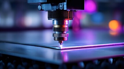 Industrial cnc laser machine performing precise cutting on a metal workpiece, illustrating advanced manufacturing processes and precision technology in a modern production facility